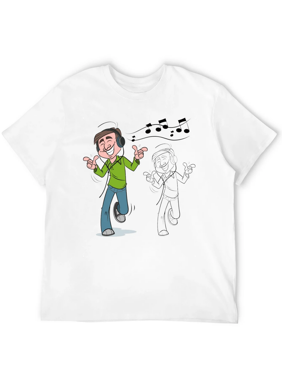 Cartoon Mans Music T-Shirt - Black product image 8