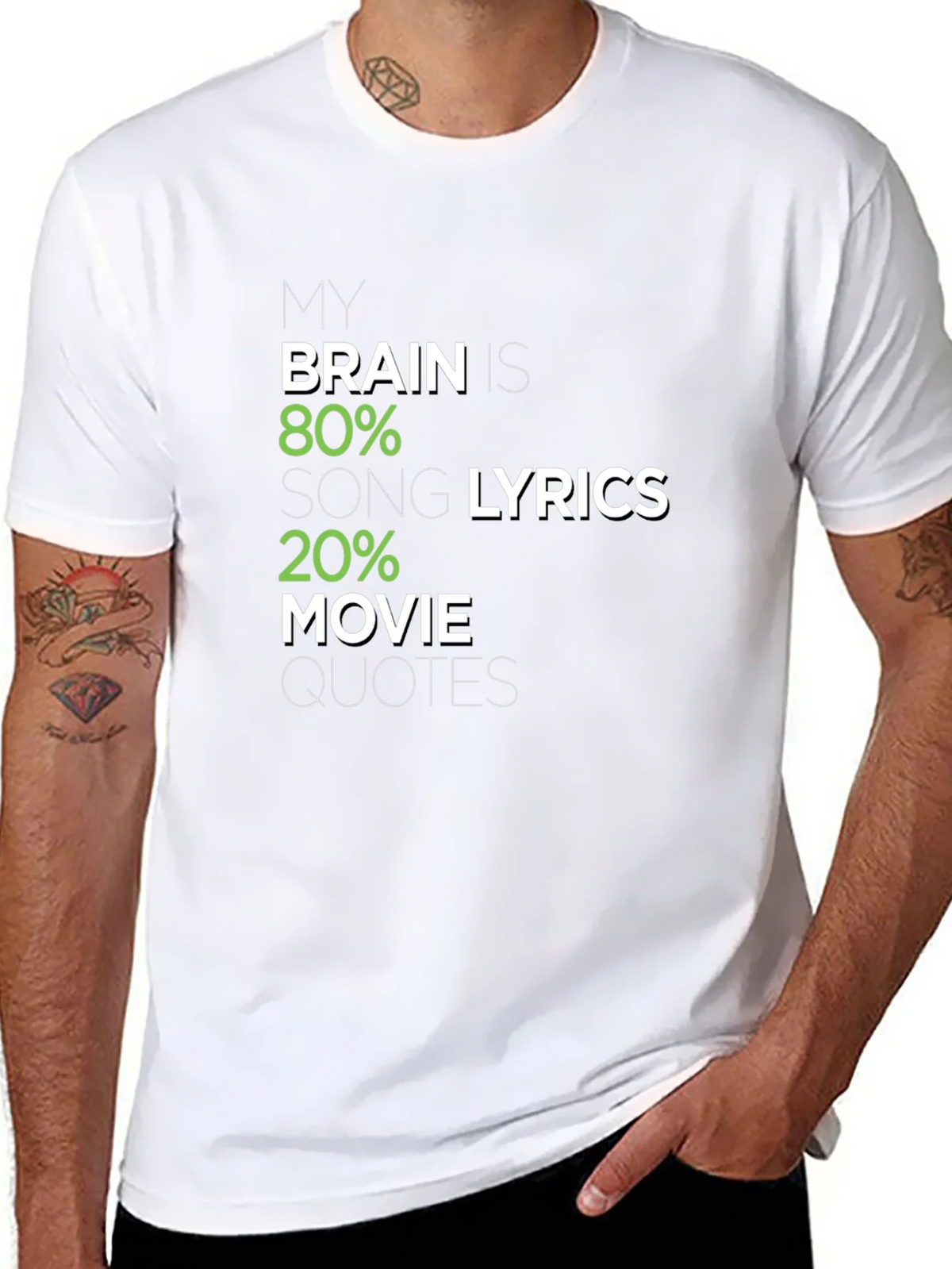 Brain 80% Song Lyrics 20% Movie Quotes Graphic Tee product image 7