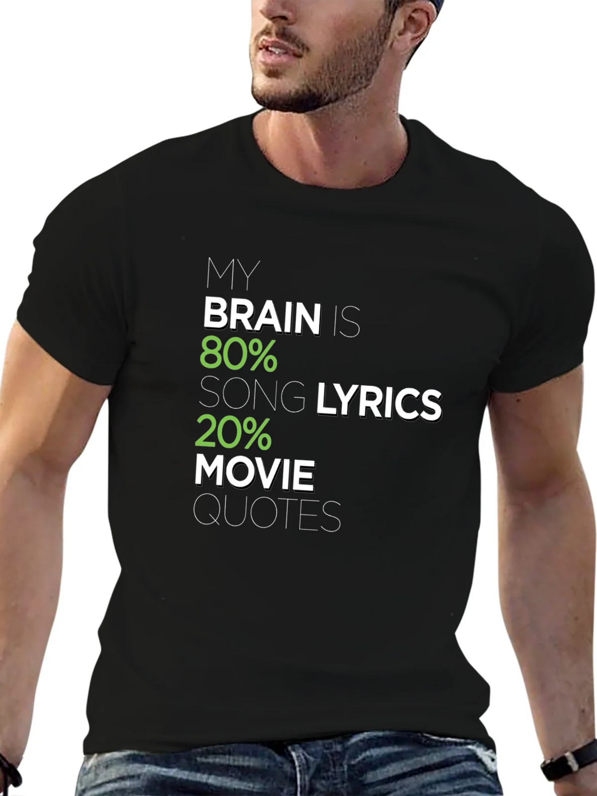 Brain 80% Song Lyrics 20% Movie Quotes Graphic Tee product image 6