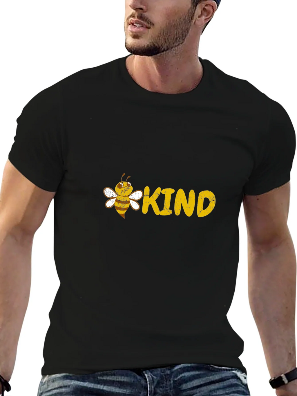 Bee Kind Graphic Tee - Black Cotton T-Shirt product image 6