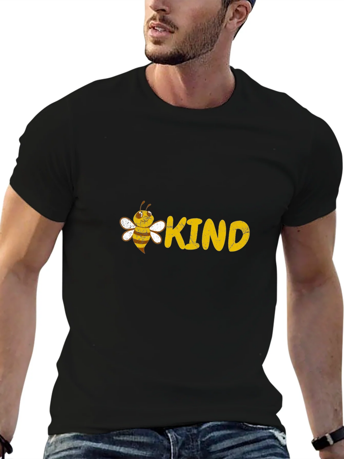 Bee Kind Graphic Tee - Black Cotton T-Shirt product image 6