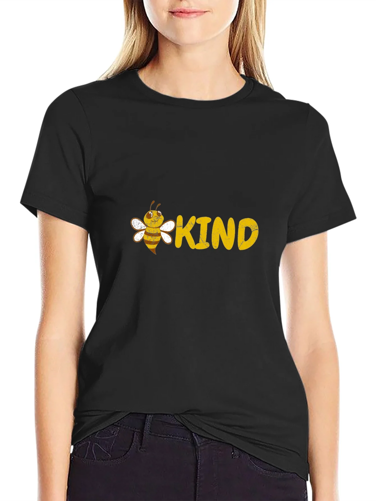 Bee Kind Graphic Tee - Black Cotton T-Shirt product image 2