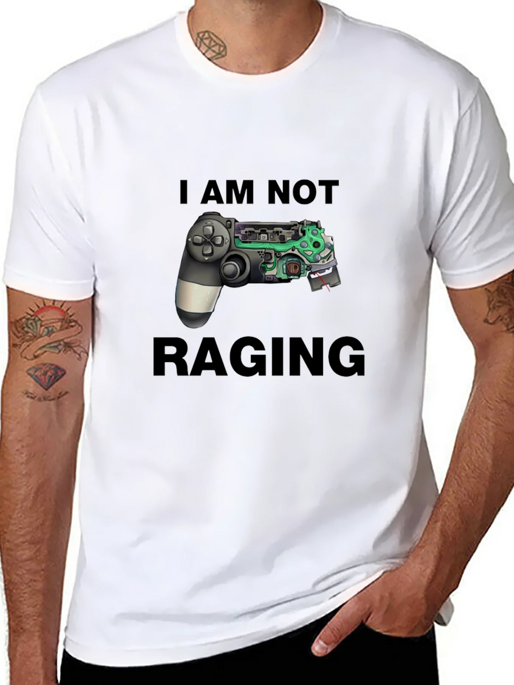 I Am Not Raging Gamer T-Shirt - Black Graphic Tee product image 7