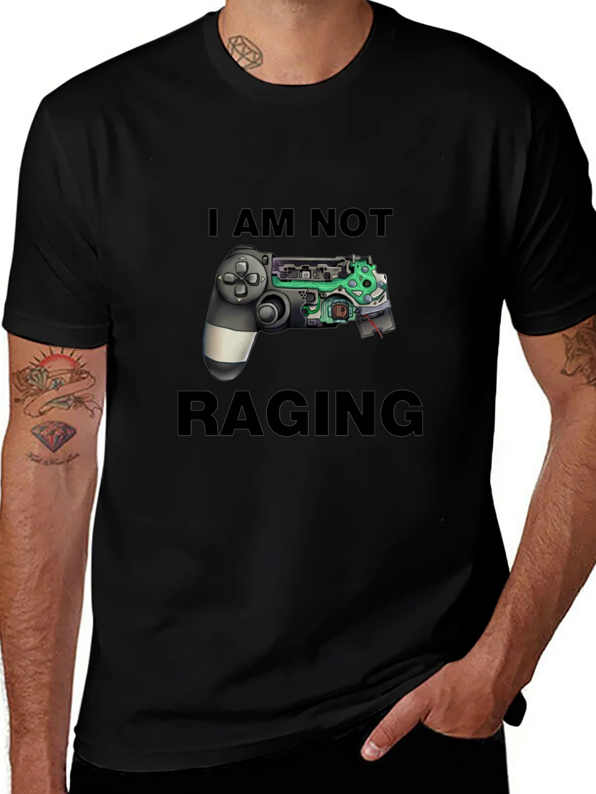 I Am Not Raging Gamer T-Shirt - Black Graphic Tee product image 1