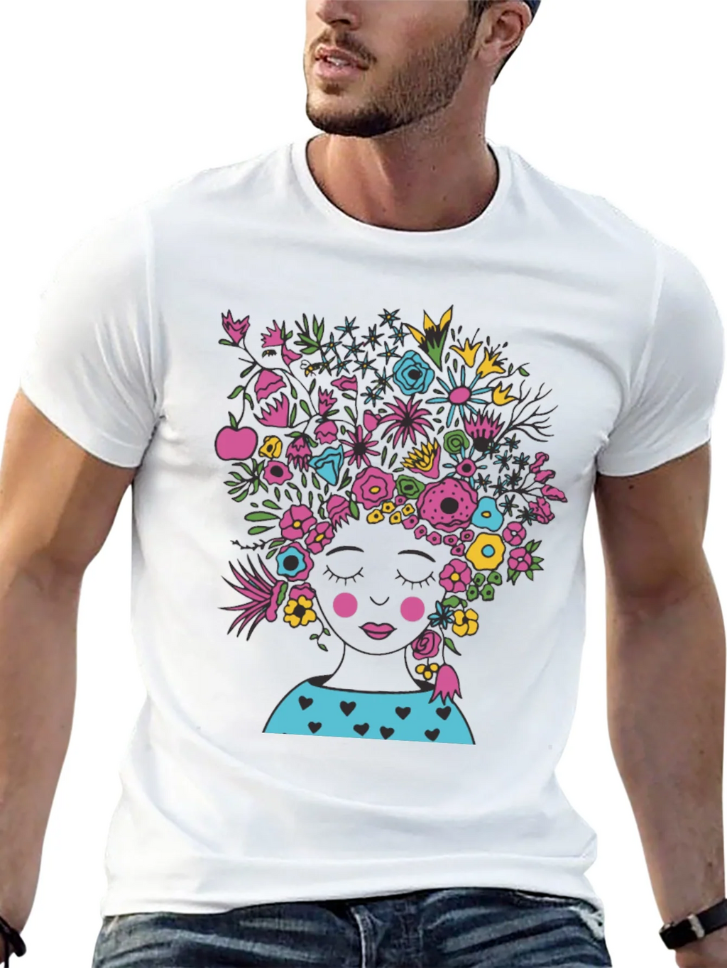 Floral Head Black Tee - Stylish Graphic T-Shirt product image 12