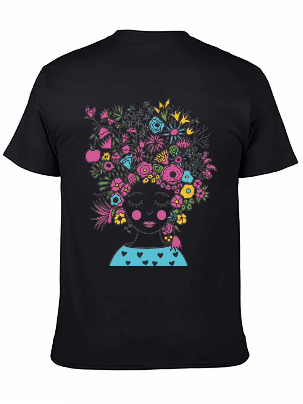 Floral Head Black Tee - Stylish Graphic T-Shirt product image 4