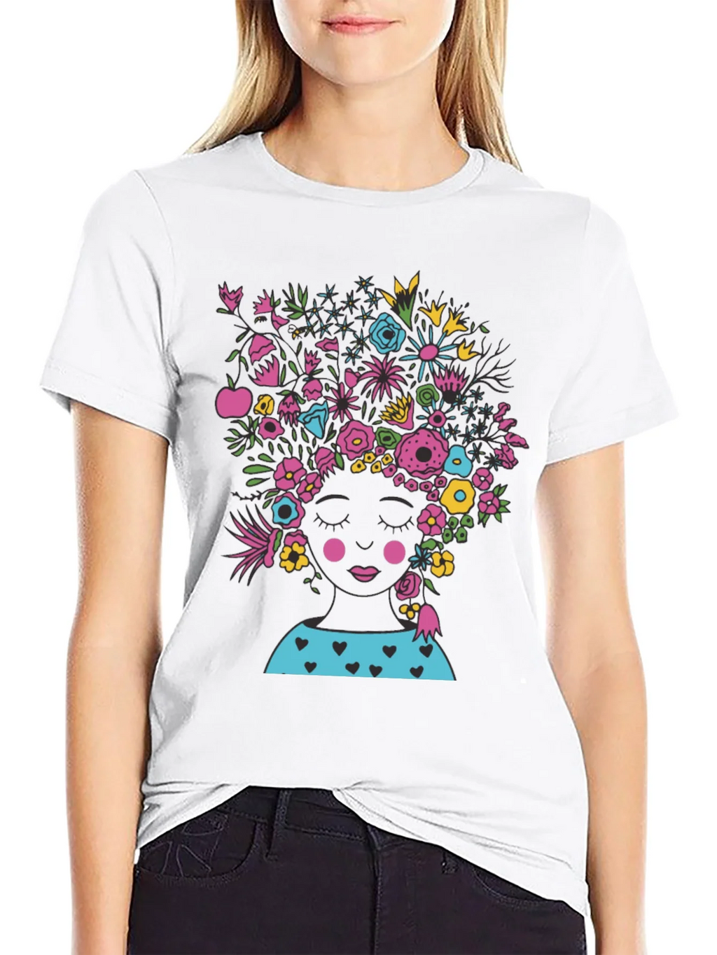 Floral Head Black Tee - Stylish Graphic T-Shirt product image 8