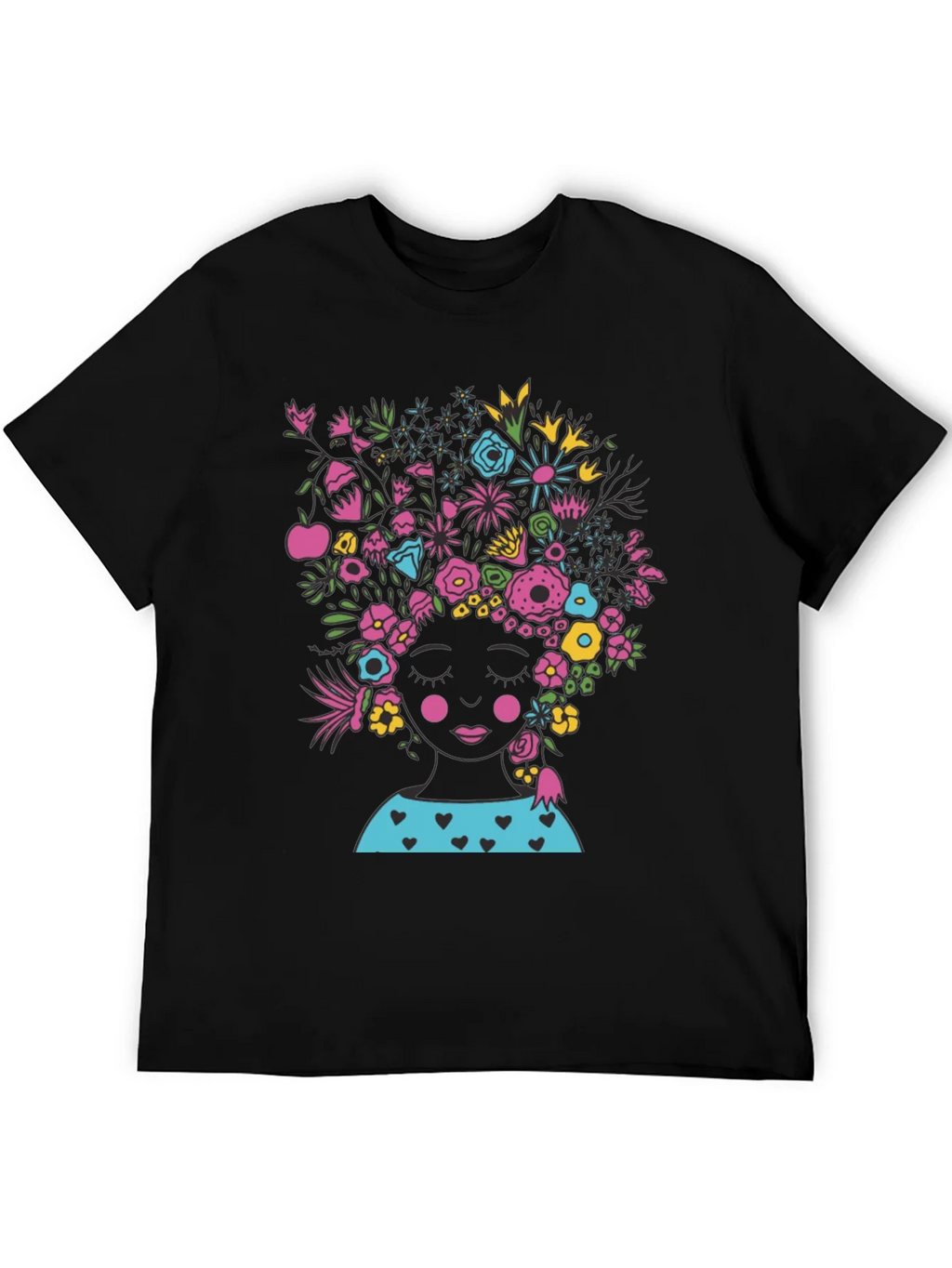 Floral Head Black Tee - Stylish Graphic T-Shirt product image 5
