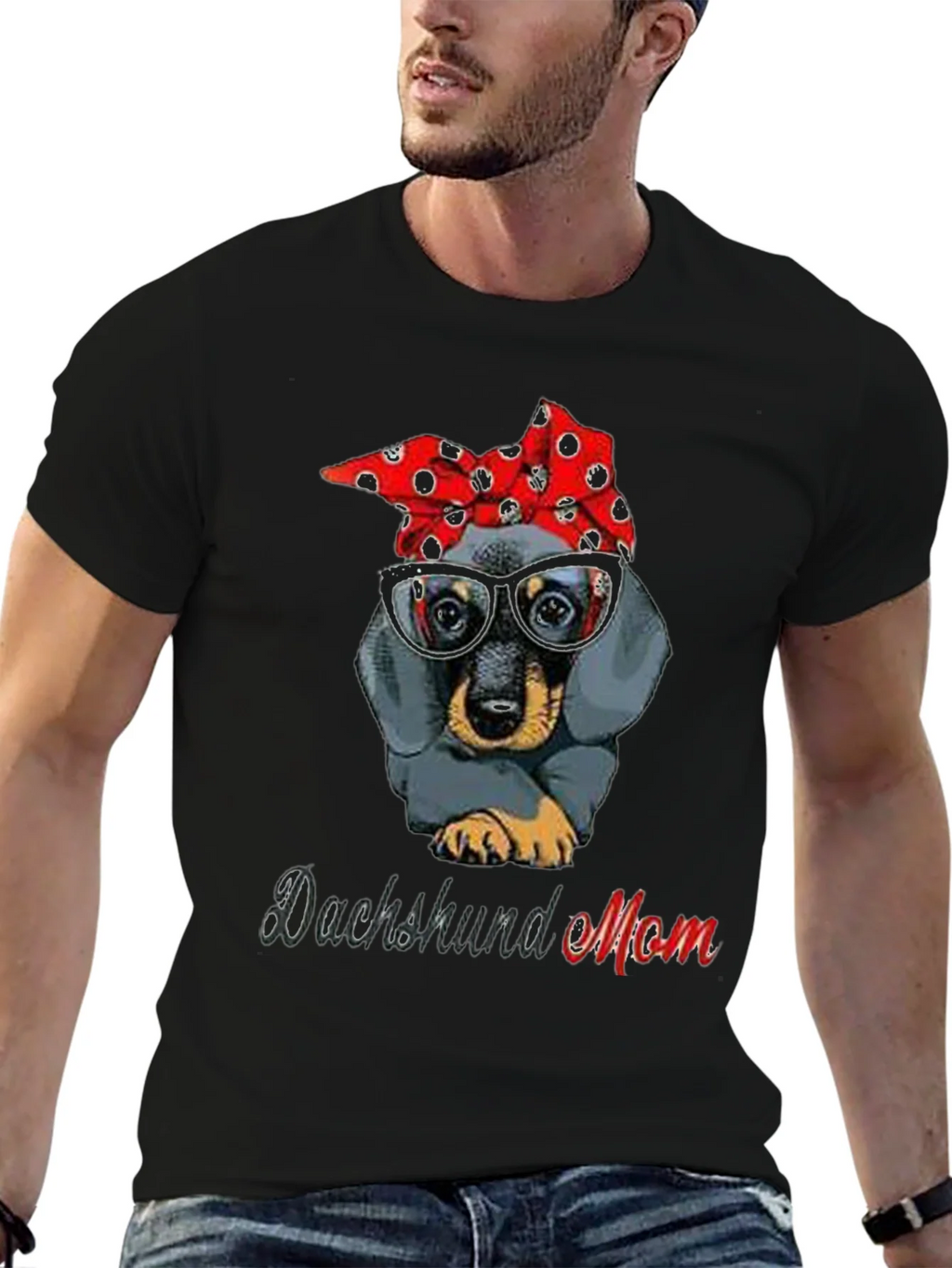 Dachshund Mom T-Shirt: Cute Dog Bandana & Glasses Tee product image 6