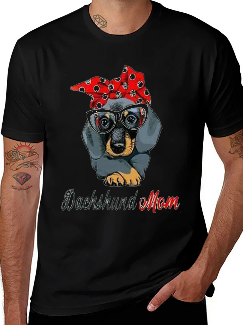 Dachshund Mom T-Shirt: Cute Dog Bandana & Glasses Tee product image 1