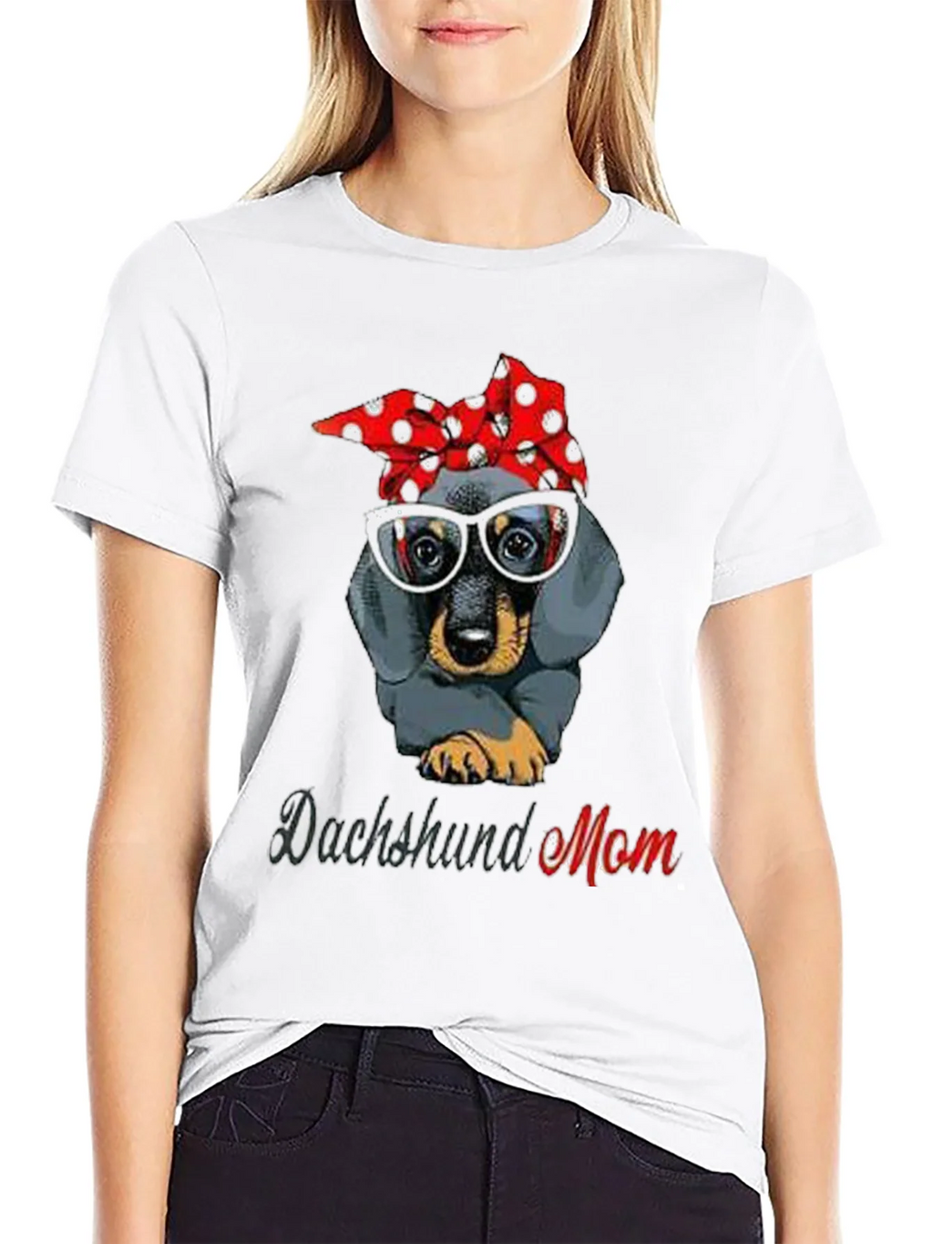 Dachshund Mom T-Shirt: Cute Dog Bandana & Glasses Tee product image 8