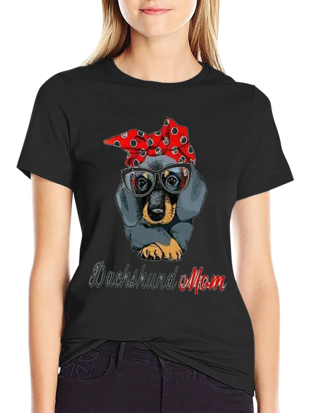 Dachshund Mom T-Shirt: Cute Dog Bandana & Glasses Tee product image 2