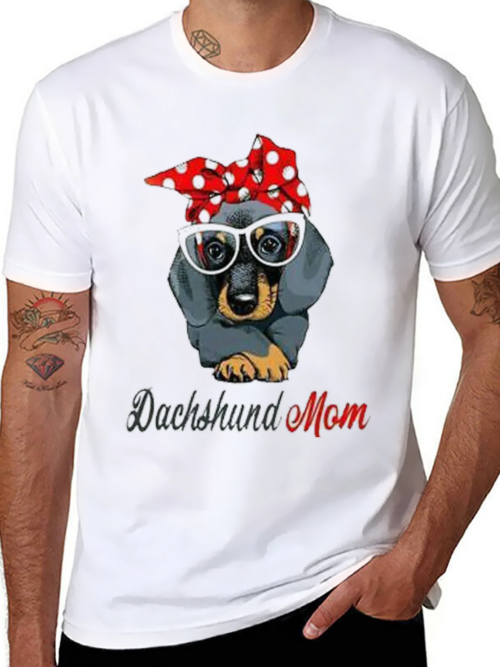 Dachshund Mom T-Shirt: Cute Dog Bandana & Glasses Tee product image 7