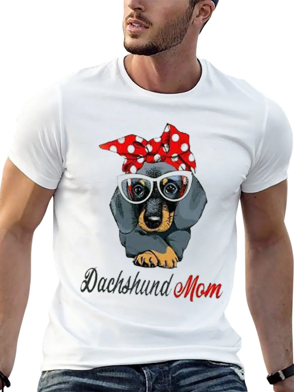 Dachshund Mom T-Shirt: Cute Dog Bandana & Glasses Tee product image 12