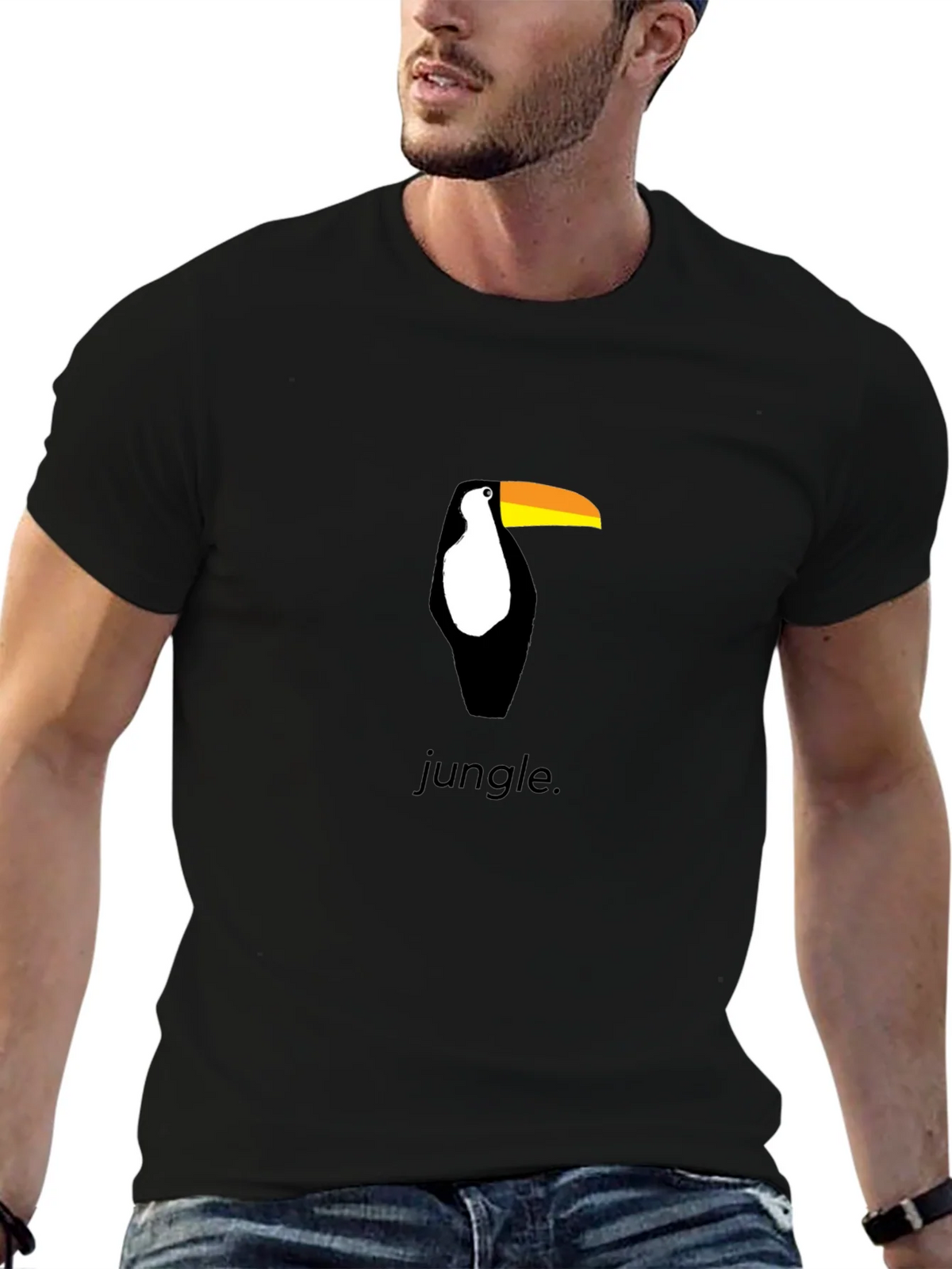 Toucan Jungle Graphic Tee - Black Cotton Shirt product image 6