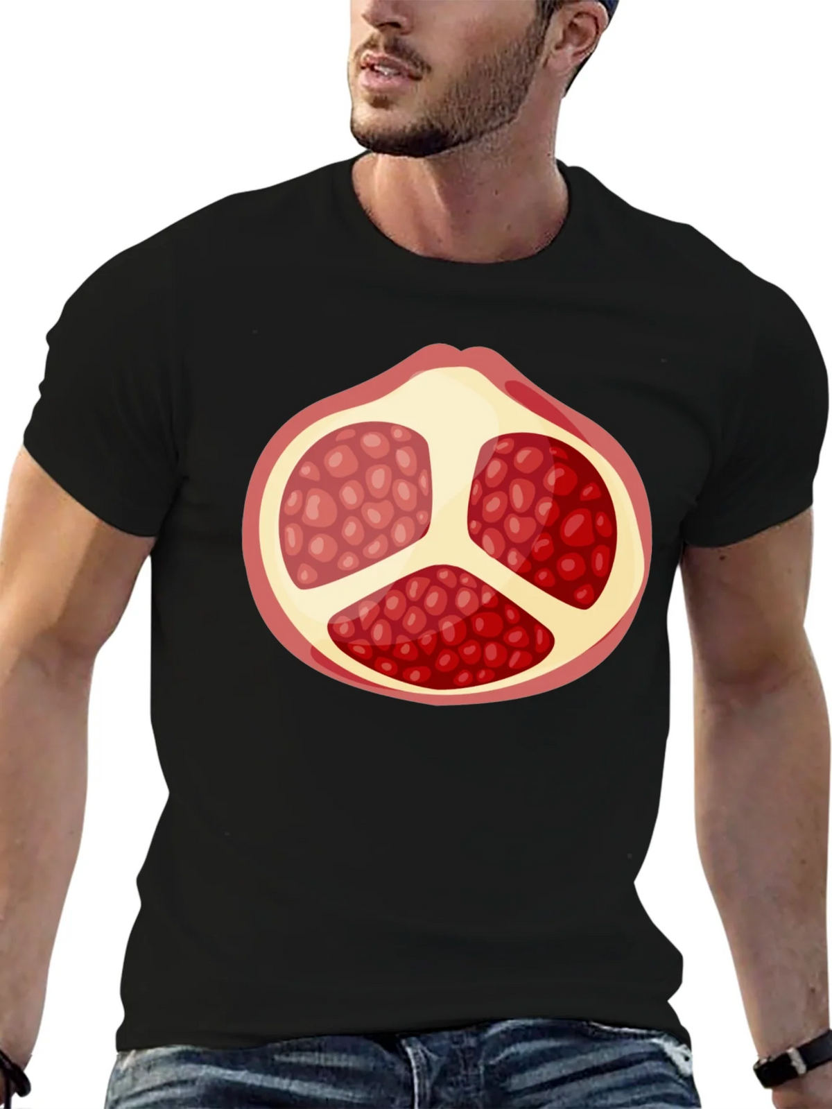 Pomegranate Graphic Black T-Shirt - Fruit Lover Tee product image 4