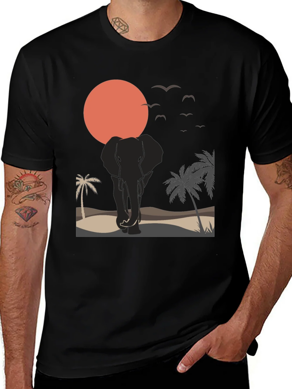 Elephant Sunset Graphic Tee - Wildlife T-Shirt product image 1