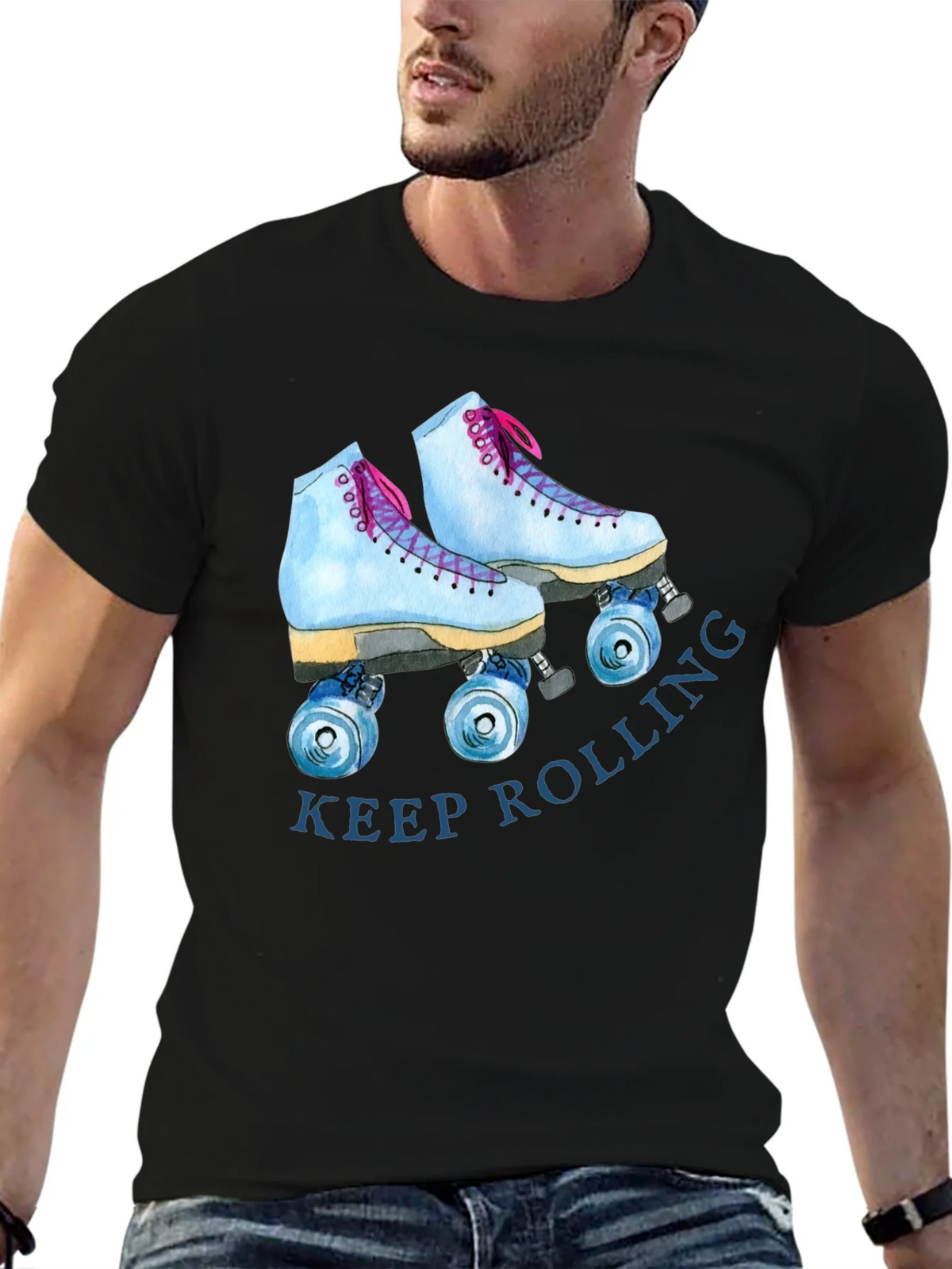 Keep Rolling Roller Skate Graphic Tee - Retro Style T-Shirt product image 6