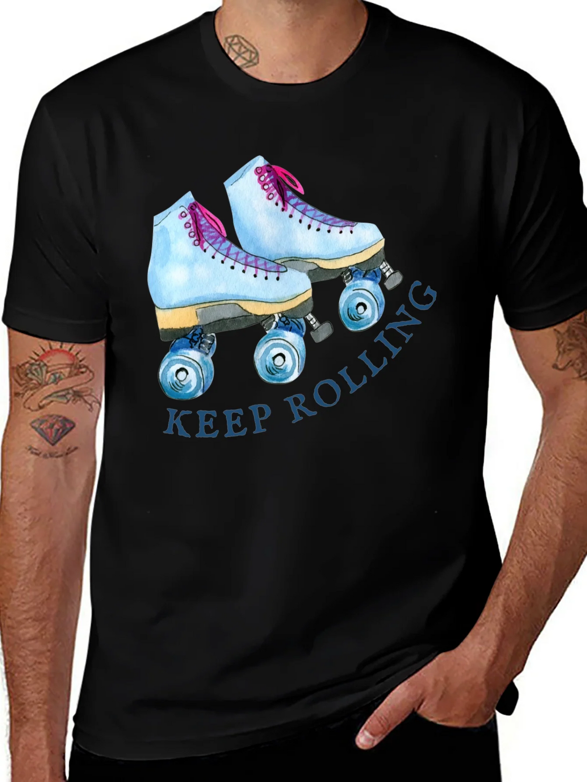 Keep Rolling Roller Skate Graphic Tee - Retro Style T-Shirt product image 1