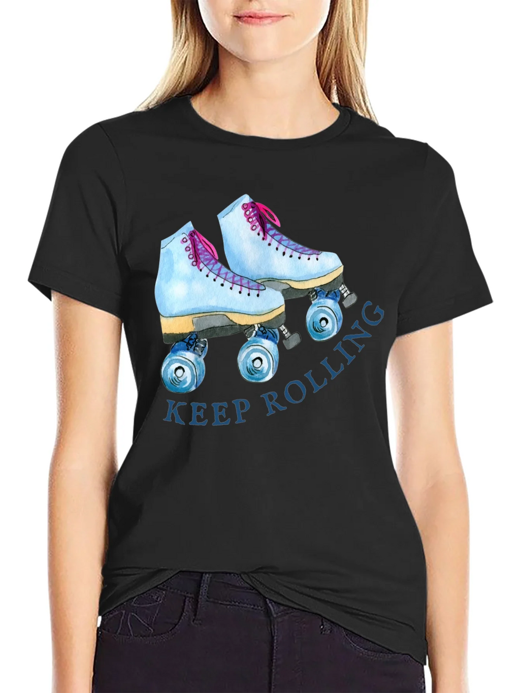 Keep Rolling Roller Skate Graphic Tee - Retro Style T-Shirt product image 2