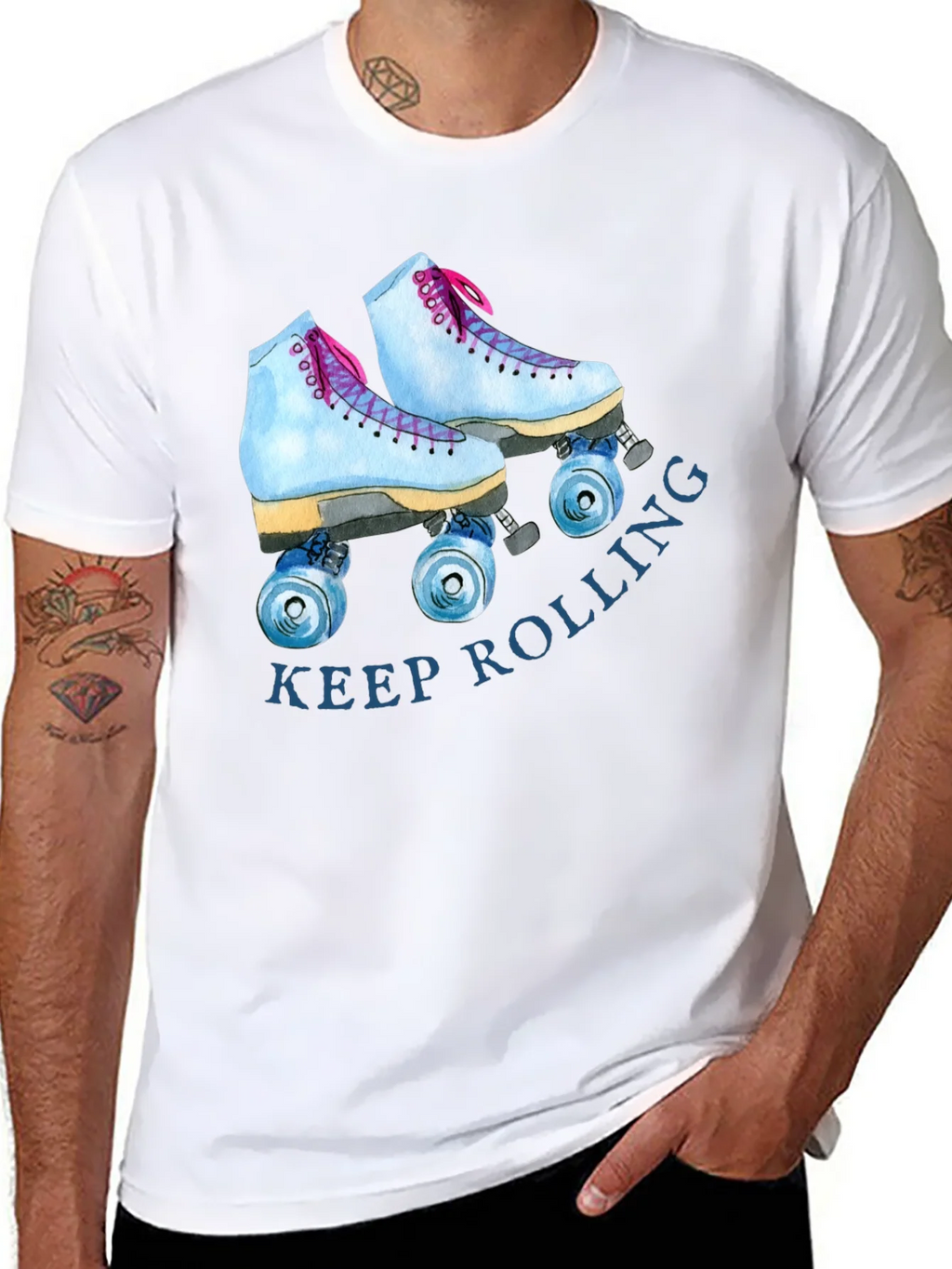 Keep Rolling Roller Skate Graphic Tee - Retro Style T-Shirt product image 7