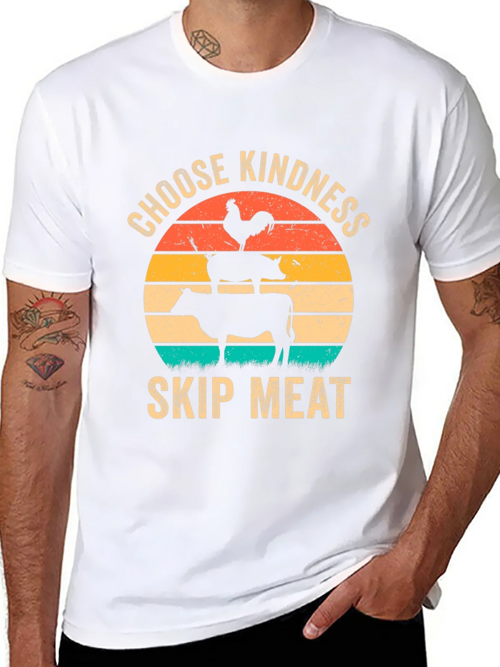 Choose Kindness Skip Meat T-Shirt Vegan Animal Lover Tee product image 7