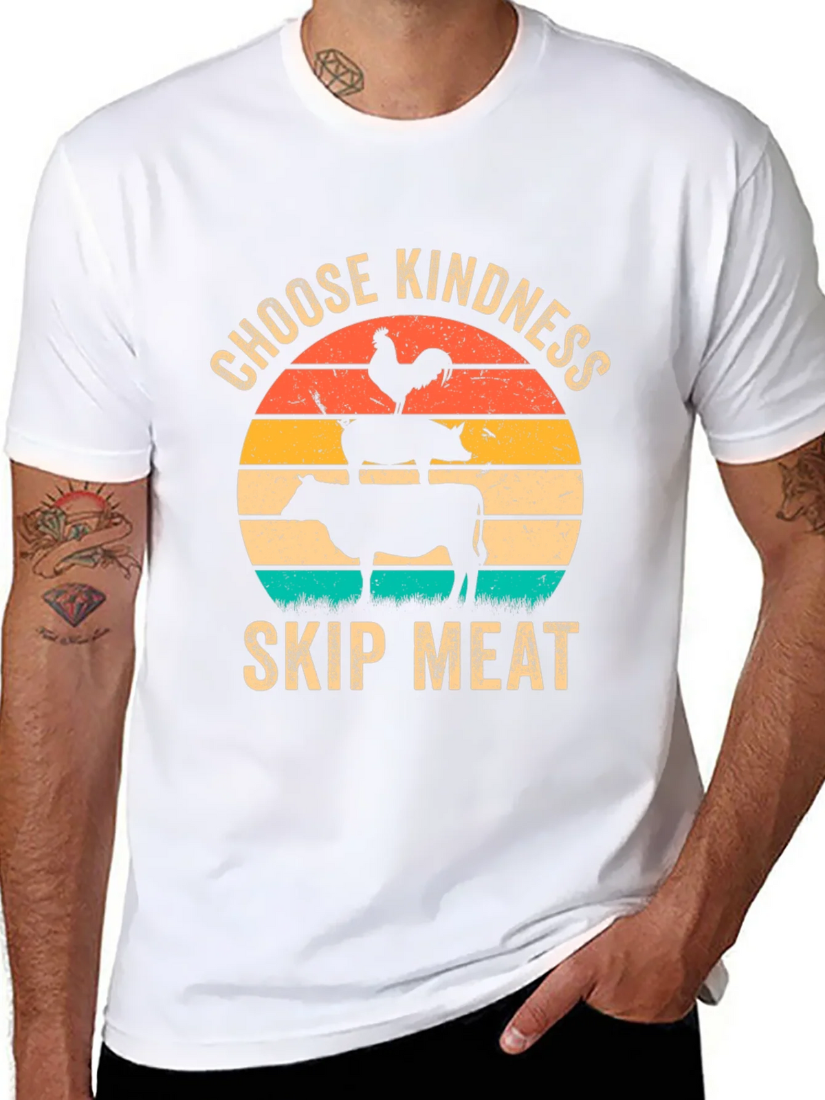 Choose Kindness Skip Meat T-Shirt Vegan Animal Lover Tee product image 7