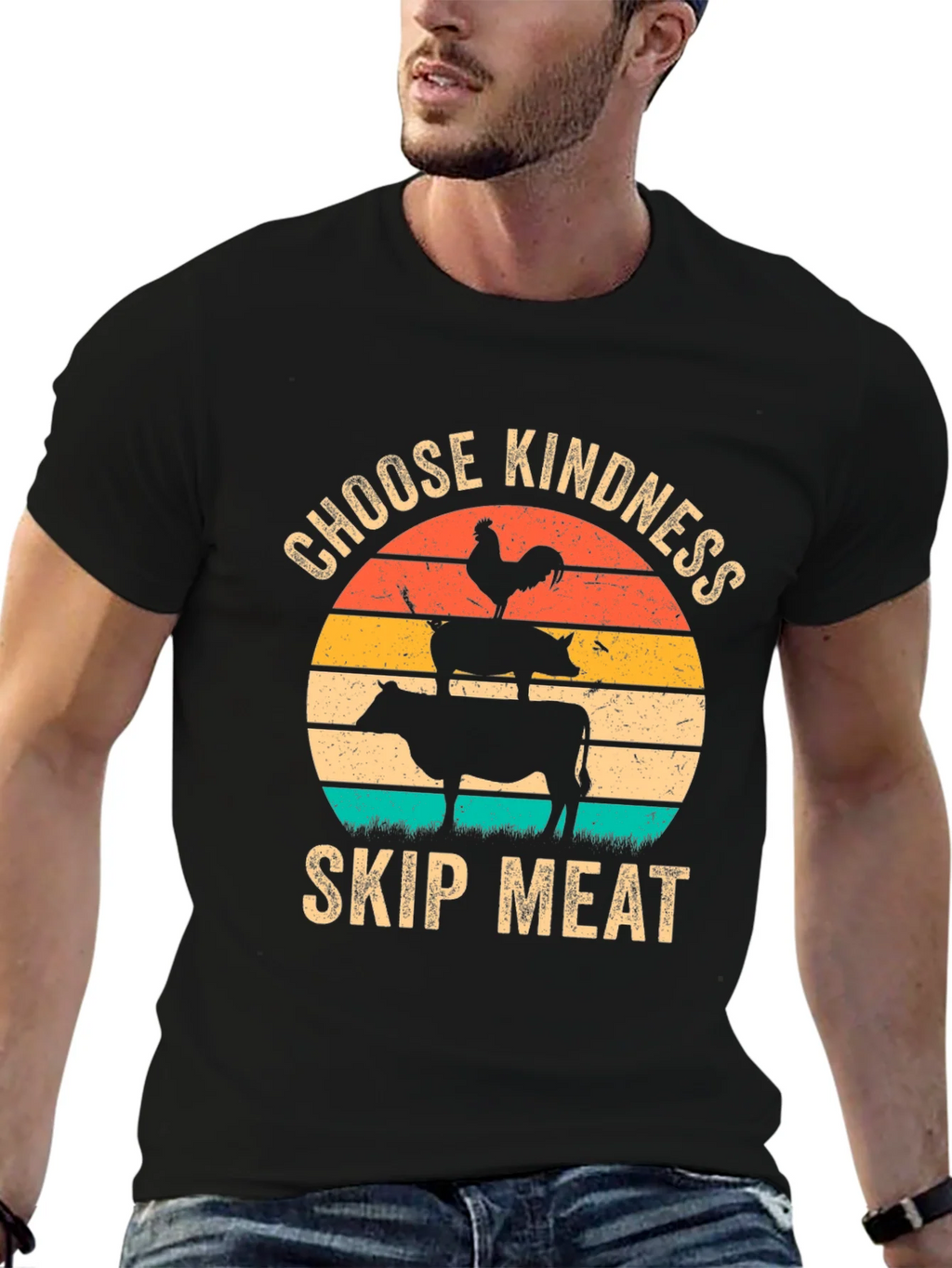Choose Kindness Skip Meat T-Shirt Vegan Animal Lover Tee product image 6