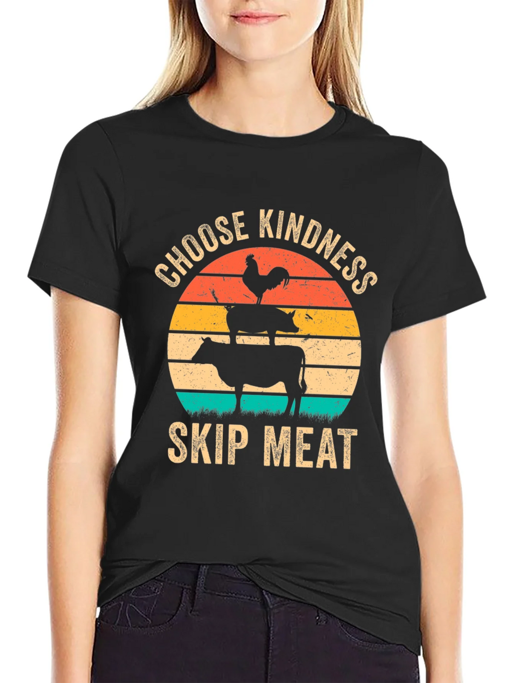 Choose Kindness Skip Meat T-Shirt Vegan Animal Lover Tee product image 2