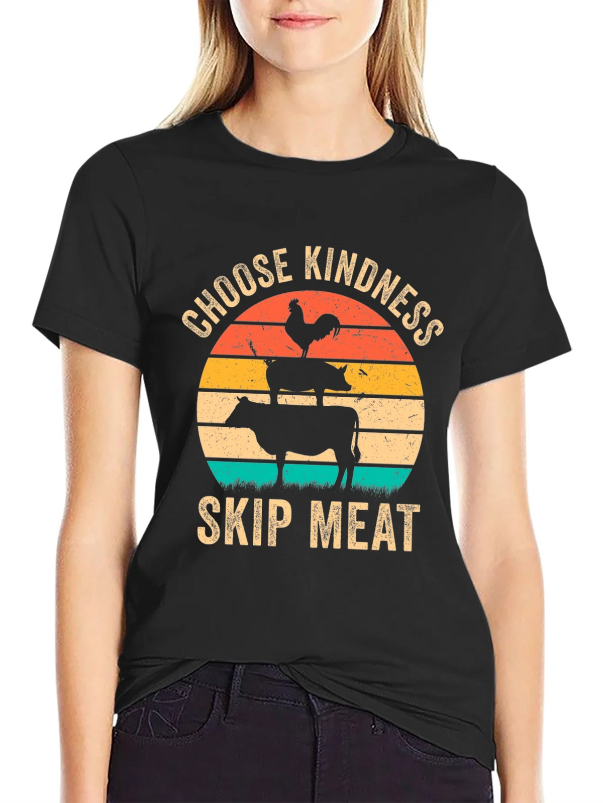 Choose Kindness Skip Meat T-Shirt Vegan Animal Lover Tee product image 2