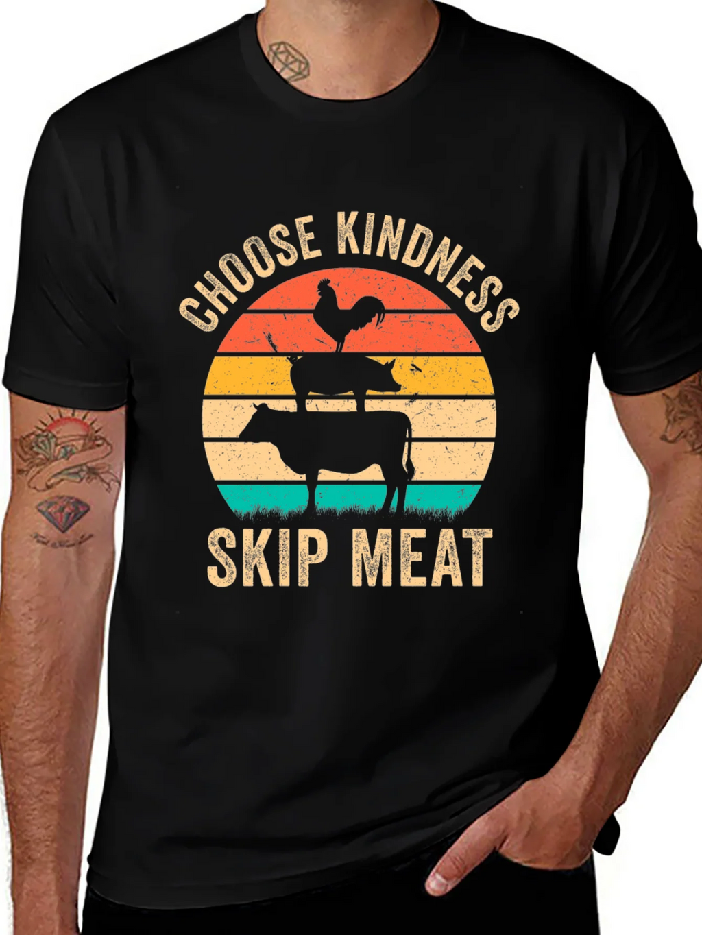 Choose Kindness Skip Meat T-Shirt Vegan Animal Lover Tee product image 1