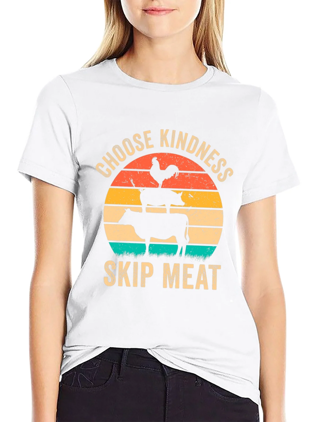 Choose Kindness Skip Meat T-Shirt Vegan Animal Lover Tee product image 8