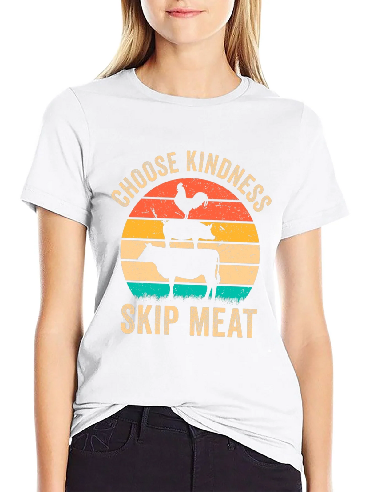 Choose Kindness Skip Meat T-Shirt Vegan Animal Lover Tee product image 8