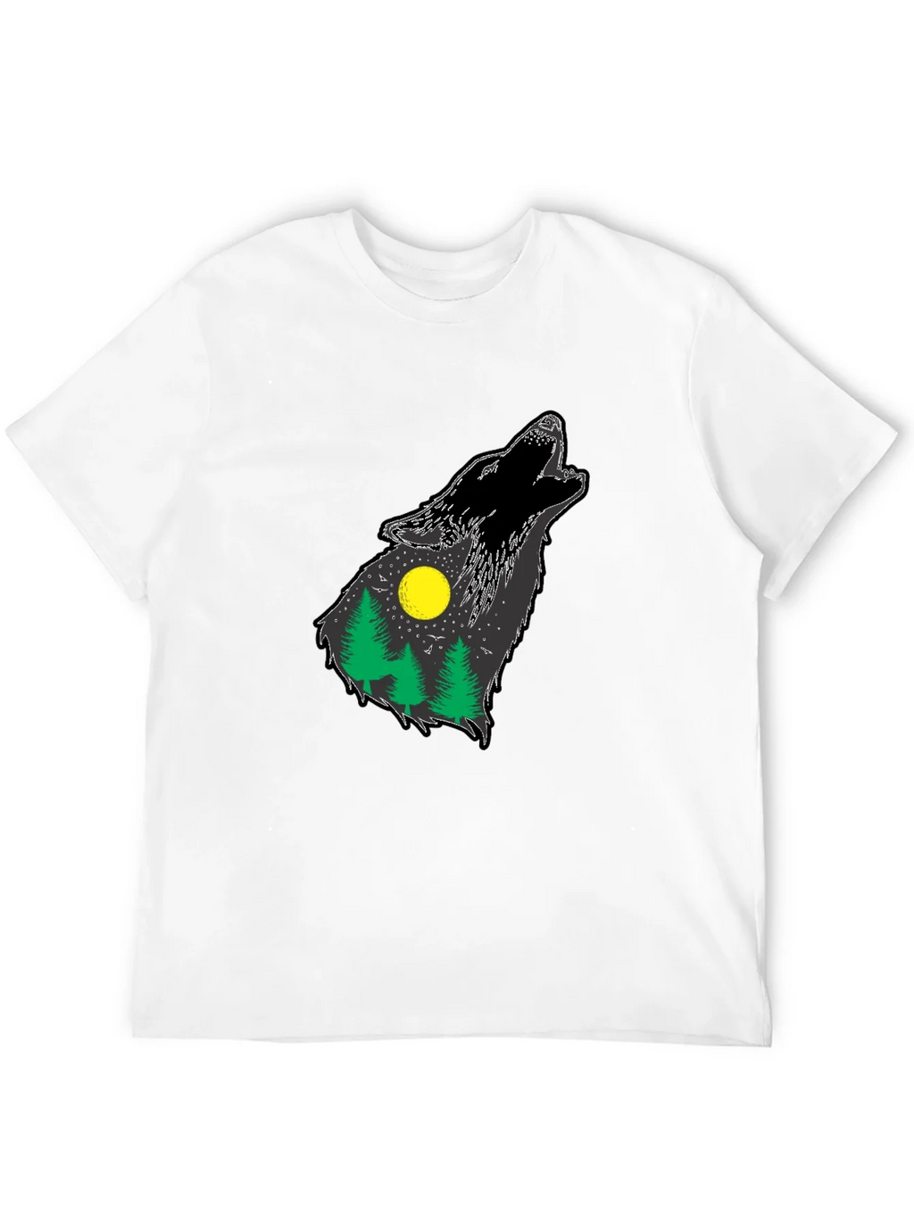 Wolf Howling Forest T-Shirt - Black product image 9
