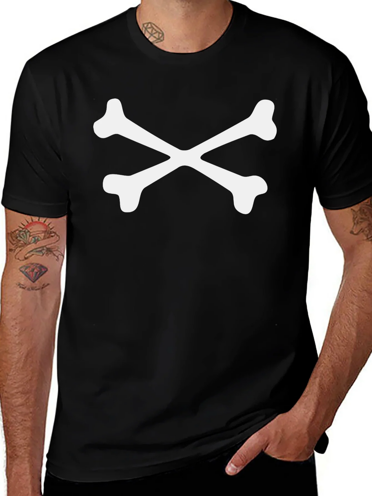 Crossbones Graphic Tee - Bold Black Cotton T-Shirt product image 1