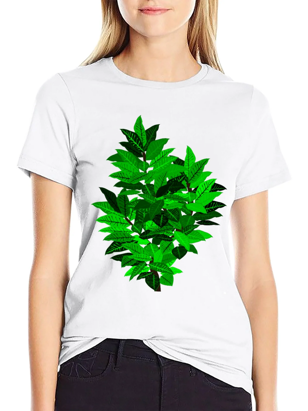 Green Leaf Bush Graphic Black T-Shirt product image 8
