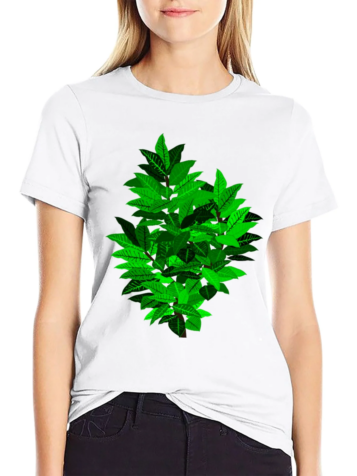 Green Leaf Bush Graphic Black T-Shirt product image 8