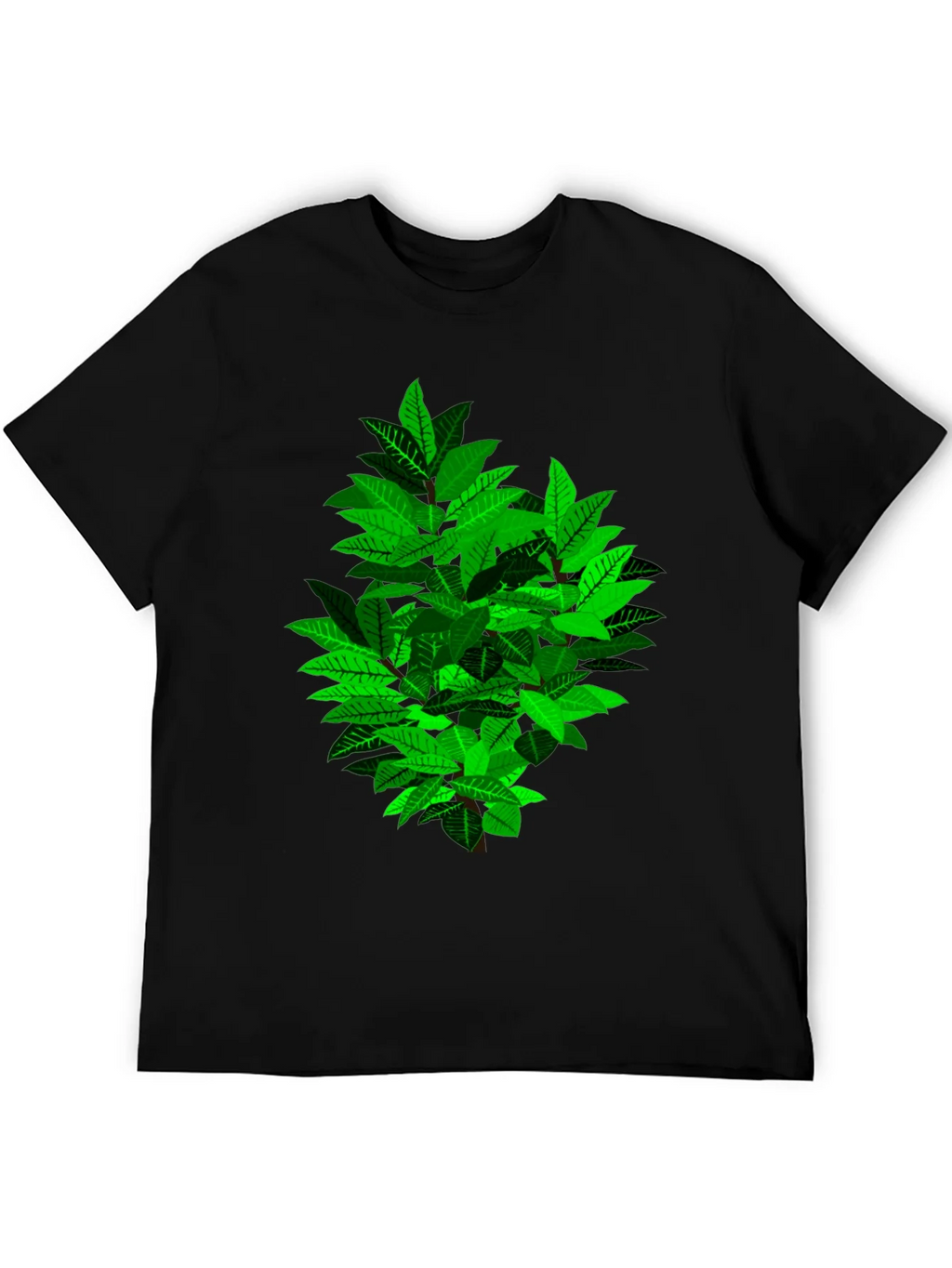 Green Leaf Bush Graphic Black T-Shirt product image 5