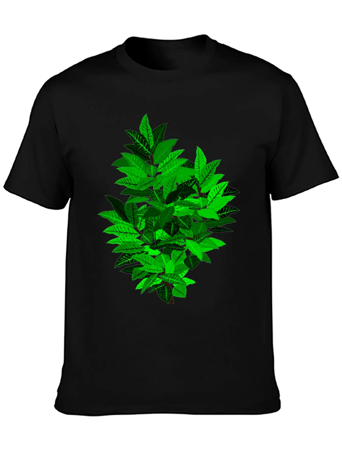 Green Leaf Bush Graphic Black T-Shirt product image 3