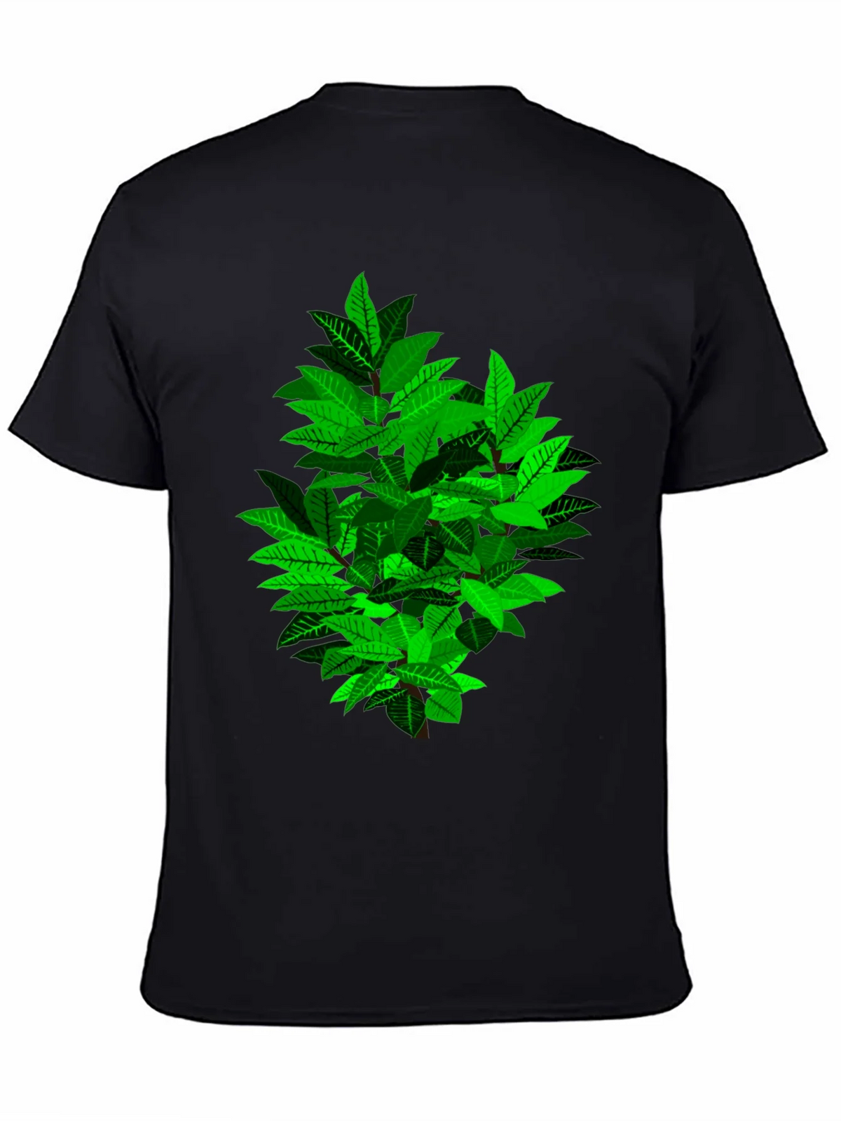 Green Leaf Bush Graphic Black T-Shirt product image 4