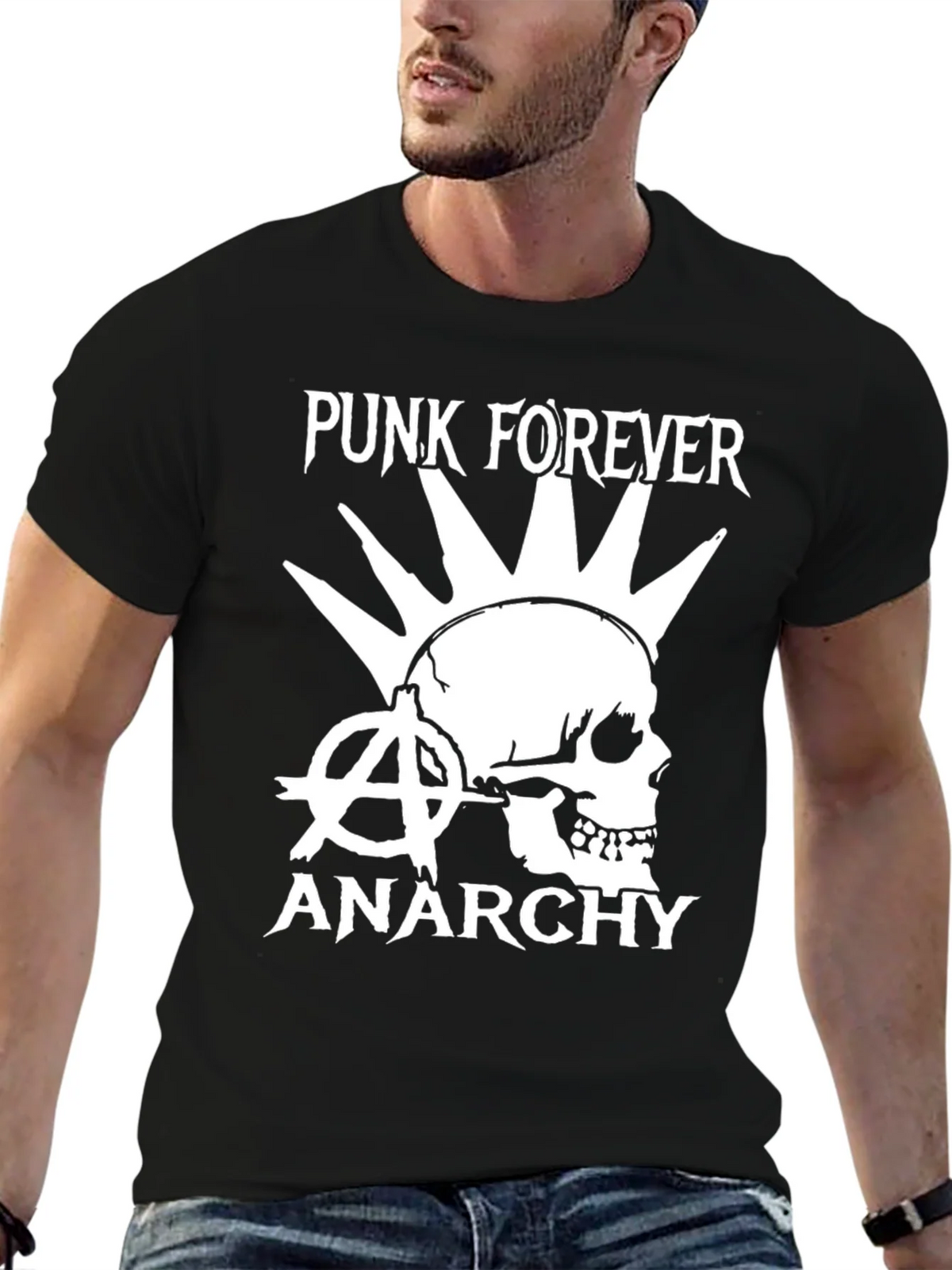 Punk Forever Anarchy Skull Graphic Tee product image 4