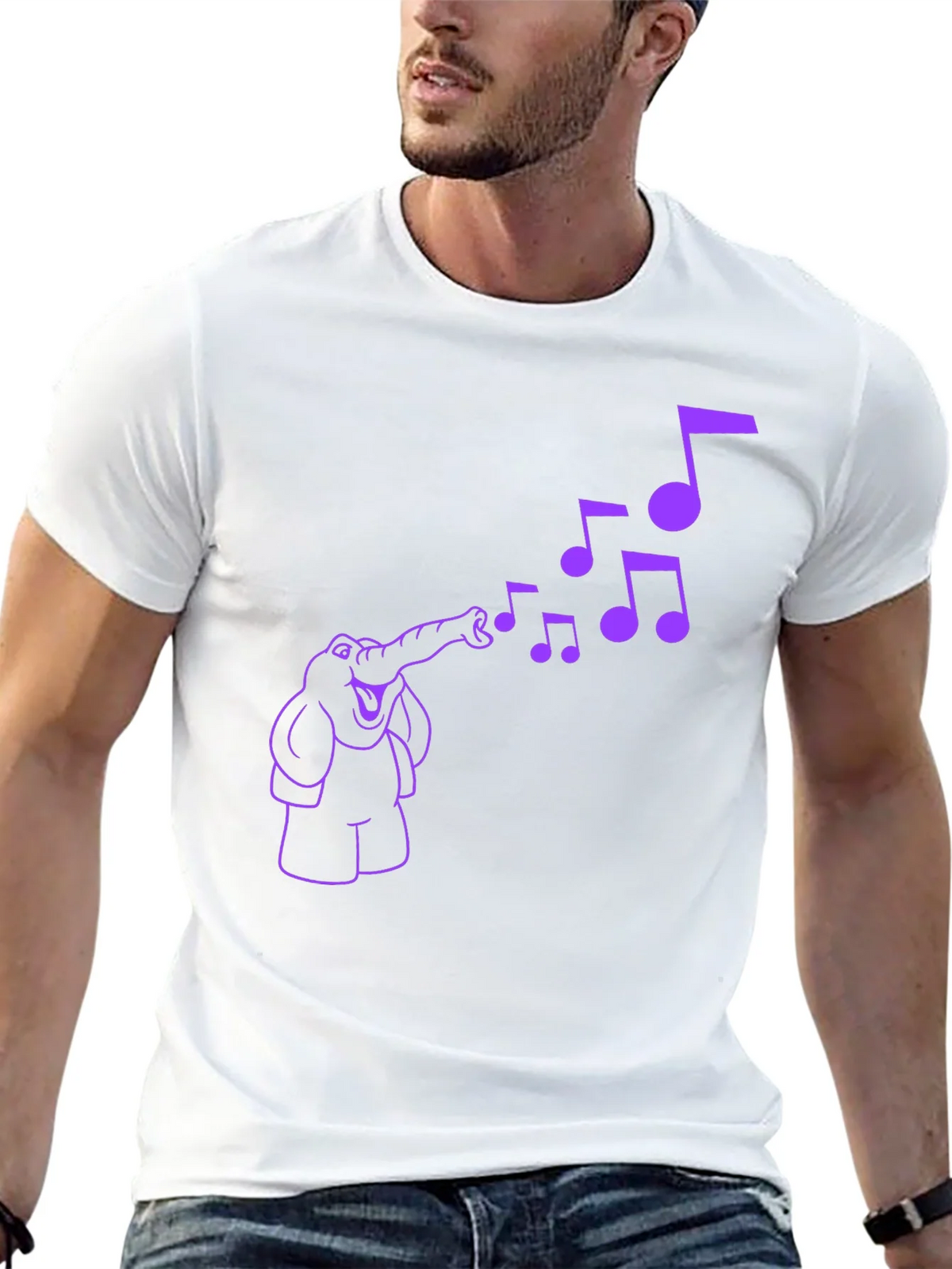 Musical Elephant Graphic Tee - Black Cotton T-Shirt product image 9