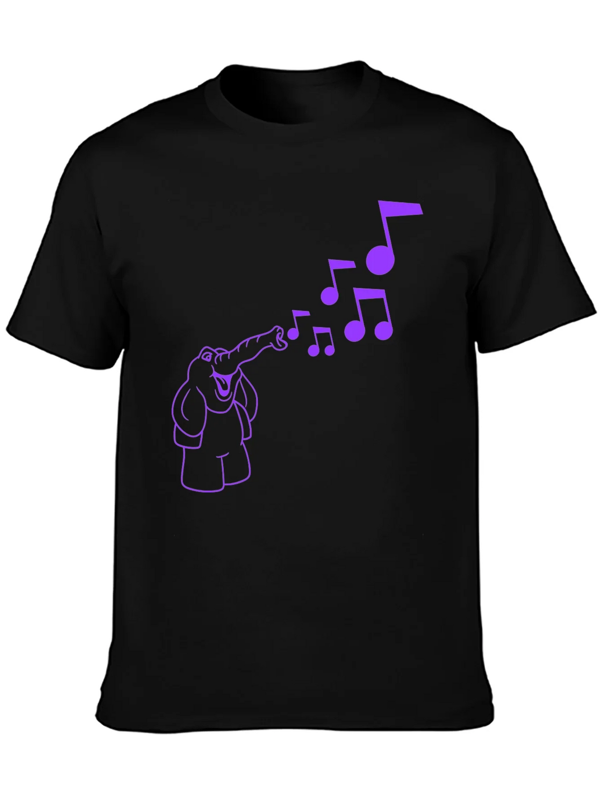 Musical Elephant Graphic Tee - Black Cotton T-Shirt product image 3
