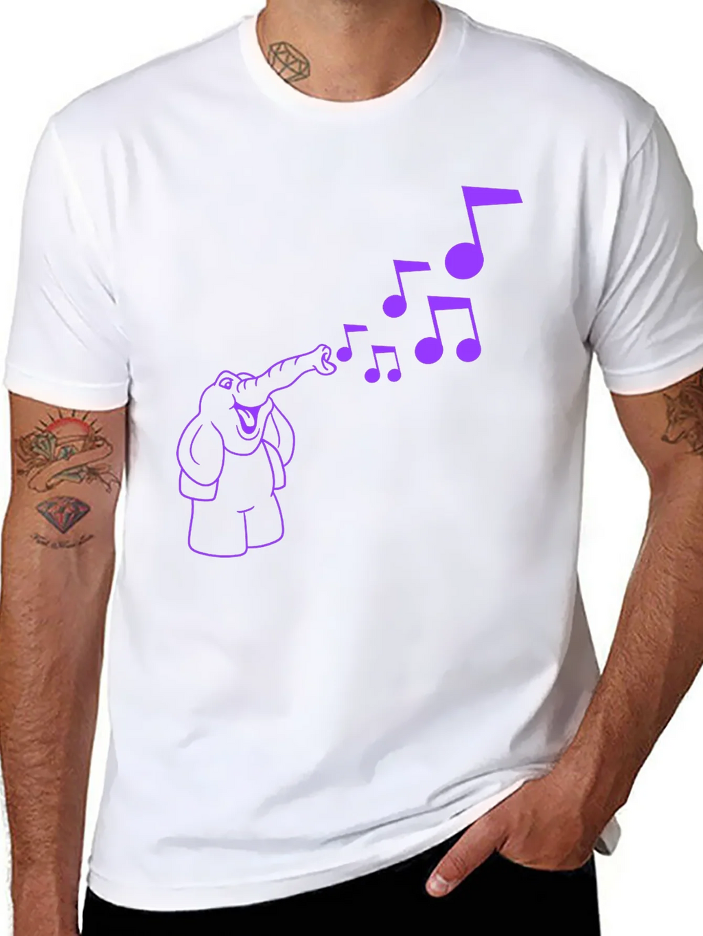 Musical Elephant Graphic Tee - Black Cotton T-Shirt product image 6