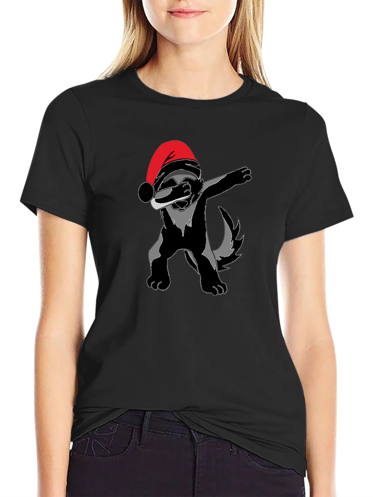 Dabbing Santa Badger Graphic T-Shirt