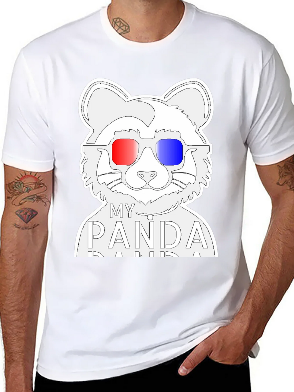 My Panda T-Shirt - Black Crew Neck Tee with Cool Design product image 7