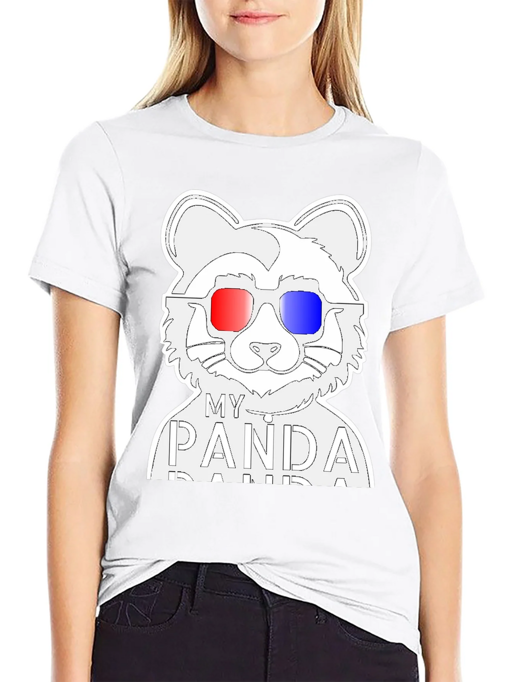 My Panda T-Shirt - Black Crew Neck Tee with Cool Design product image 8