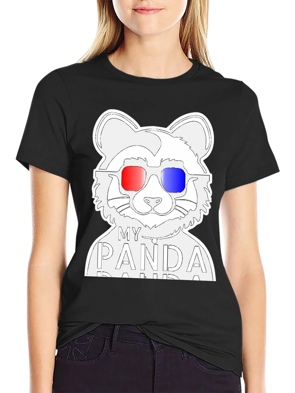 My Panda T-Shirt - Black Crew Neck Tee with Cool Design product image 2