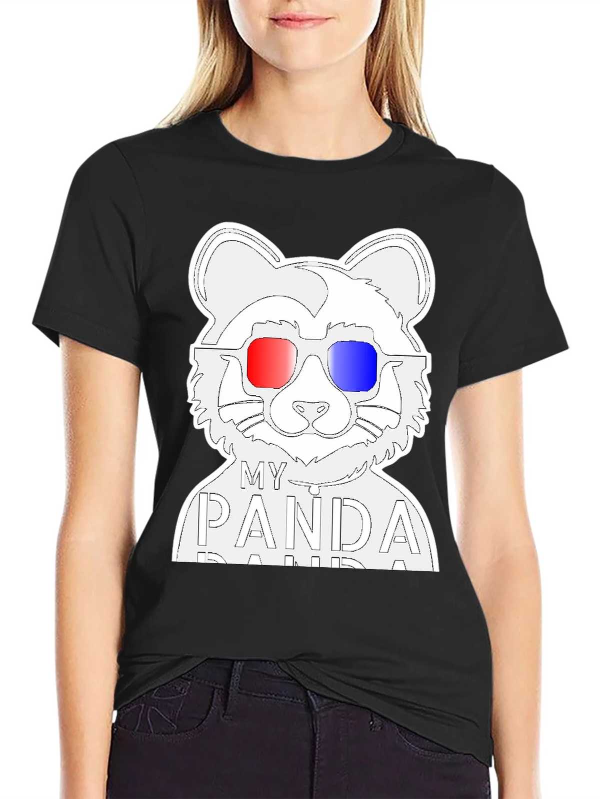My Panda T-Shirt - Black Crew Neck Tee with Cool Design product image 2