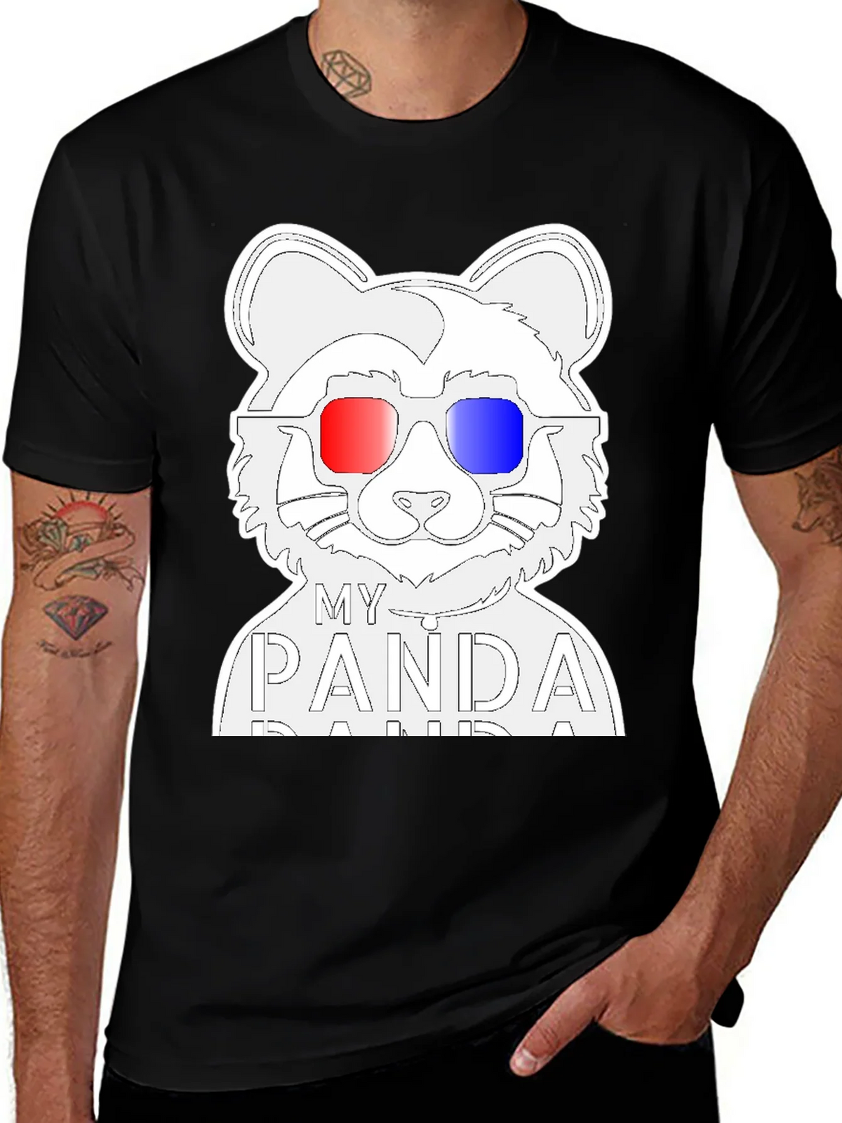 My Panda T-Shirt - Black Crew Neck Tee with Cool Design product image 1